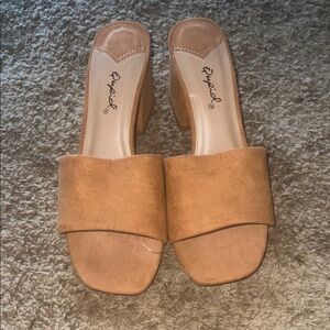 Qupid Women's Brown Suede Mules